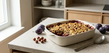 Švestkový crumble s mákem a lískovými ořechy